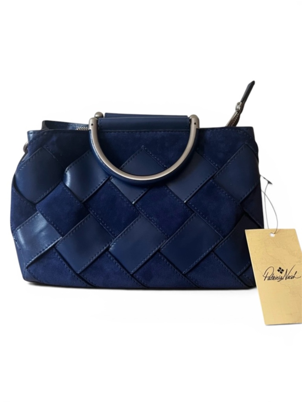 NWT Patricia Nash Novara Navy Woven Satchel Elegant